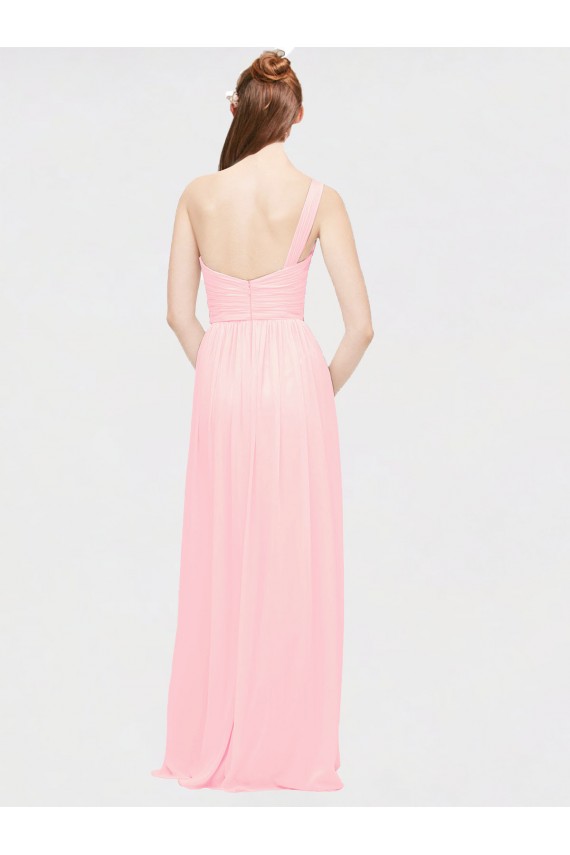 Rose Trapèze Mousseline Longue Robes demoiselle d'honneur Prix Réduit
