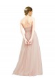 Rose Trapèze Sans bretelle Tulle Longue Robes demoiselle d'honneur Prix Réduit