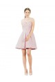 Rose Trapèze Satiné Courte Robes demoiselle d'honneur / Robes de cocktail Prix Réduit