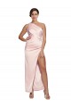 Rose Trapèze Satiné Soyeux Longue Robes demoiselle d'honneur / Robes de bal Prix Réduit