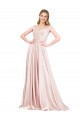 Rose Trapèze Épaule Dénudée Satiné Longue Formelles Robes demoiselle d'honneur / Robes de soirée / Robes de bal Prix Réduit