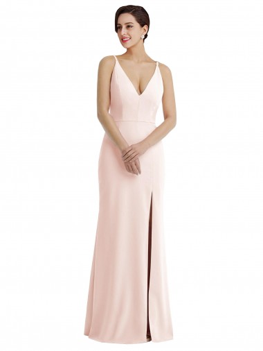 Rose Trompette Col V Crêpe Stretch Longue Formelles Robes demoiselle d'honneur / Robes de soirée / Robes de bal Prix Réduit