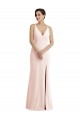 Rose Trompette Col V Crêpe Stretch Longue Formelles Robes demoiselle d'honneur / Robes de soirée / Robes de bal Prix Réduit