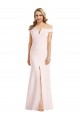 Rose Trompette Épaule Dénudée Col V Crêpe Stretch Longue Formelles Robes demoiselle d'honneur / Robes de soirée / Robes de bal Prix Réduit