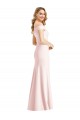 Rose Trompette Épaule Dénudée Col V Crêpe Stretch Longue Formelles Robes demoiselle d'honneur / Robes de soirée / Robes de bal Prix Réduit