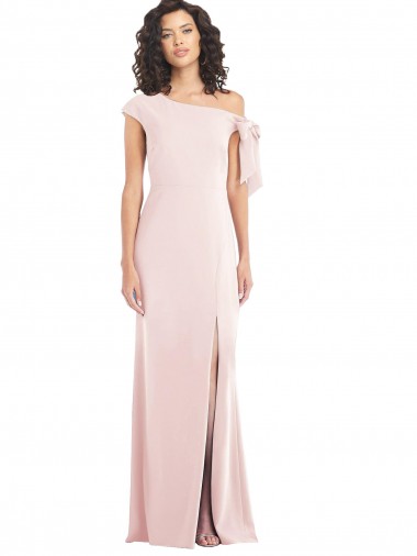 Rose Trompette Épaule Dénudée Crêpe Stretch Longue Formelles Robes demoiselle d'honneur / Robes de soirée / Robes de bal Prix Réduit