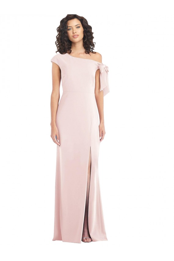 Rose Trompette Épaule Dénudée Crêpe Stretch Longue Formelles Robes demoiselle d'honneur / Robes de soirée / Robes de bal Prix Réduit