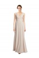 Rose crème Trapèze Col V Mousseline Longue Robes demoiselle d'honneur Prix Réduit