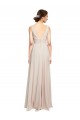 Rose crème Trapèze Col V Mousseline Longue Robes demoiselle d'honneur Prix Réduit
