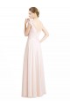 Rose crème Trapèze Mousseline Dentelle Longue Robes demoiselle d'honneur Prix Réduit