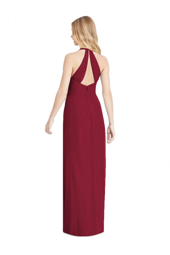 Rose du Désert Trompette Licou Col V Mousseline Longue Formelles Robes demoiselle d'honneur / Robes de soirée Prix Réduit