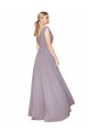 Rose poudré Trapèze Col V Mousseline Longue Formelles Robes demoiselle d'honneur / Robes de soirée / Robes de bal Prix Réduit