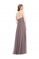 Rose poudré Trapèze Licou Mousseline Longue Formelles Robes demoiselle d'honneur / Robes de soirée Prix Réduit