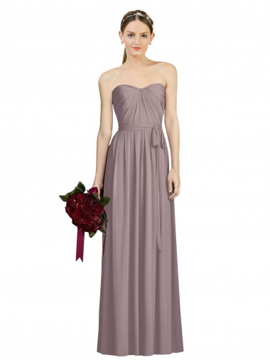 Rose poudré Trapèze Mousseline Longue Robes demoiselle d'honneur Prix Réduit