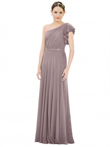 Rose poudré Trapèze Mousseline Longue Robes demoiselle d'honneur Prix Réduit