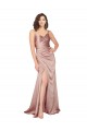 Rose poussiéreux Fourreau Col V Satiné Soyeux Longue Formelles Robes demoiselle d'honneur / Robes de soirée / Robes de bal Prix Réduit