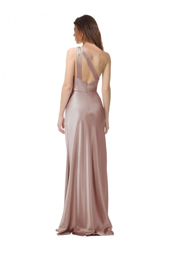 Rose poussiéreux Fourreau Satiné Stretch Longue Formelles Robes demoiselle d'honneur / Robes de soirée / Robes de bal Prix Réduit