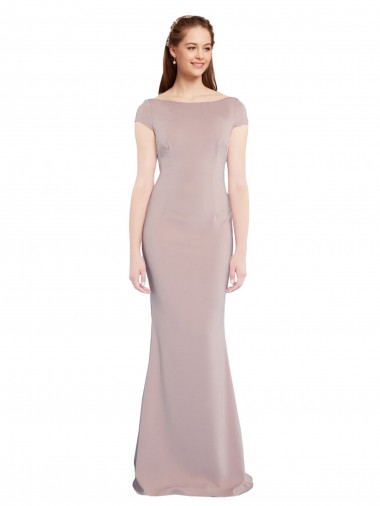 Rose poussiéreux Sirène Col Bateau Crêpe Stretch Longue Formelles Robes demoiselle d'honneur / Robes de soirée / Robes de bal Prix Réduit