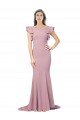 Rose poussiéreux Sirène Col rond Balayage train Crêpe Stretch Longue Formelles Robes demoiselle d'honneur / Robes de soirée / Robes de bal Prix Réduit