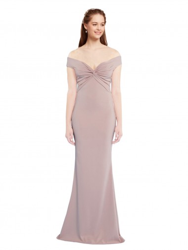 Rose poussiéreux Sirène Épaule Dénudée Col V Crêpe Stretch Longue Formelles Robes demoiselle d'honneur / Robes de soirée / Robes de bal Prix Réduit