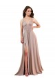 Rose poussiéreux Trapèze Col V Spandex Longue Formelles Robes demoiselle d'honneur / Robes de soirée / Robes de bal Prix Réduit