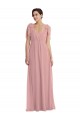 Rose poussiéreux Trapèze Licou Mousseline Longue Robes demoiselle d'honneur Prix Réduit
