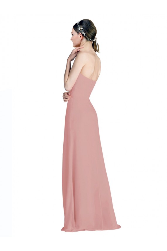 Rose poussiéreux Trapèze Mousseline Longue Robes demoiselle d'honneur Prix Réduit
