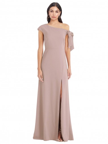 Rose poussiéreux Trapèze Épaule Dénudée Crêpe Stretch Longue Formelles Robes demoiselle d'honneur / Robes de soirée / Robes de bal Prix Réduit