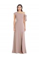 Rose poussiéreux Trapèze Épaule Dénudée Crêpe Stretch Longue Formelles Robes demoiselle d'honneur / Robes de soirée / Robes de bal Prix Réduit