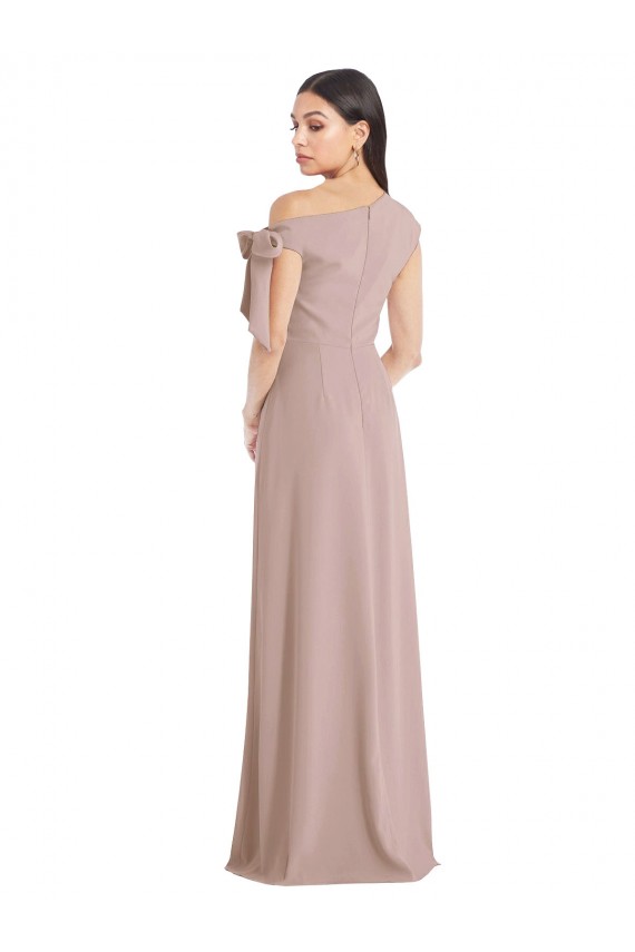 Rose poussiéreux Trapèze Épaule Dénudée Crêpe Stretch Longue Formelles Robes demoiselle d'honneur / Robes de soirée / Robes de bal Prix Réduit