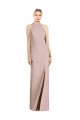 Rose poussiéreux Trompette Licou Crêpe Stretch Longue Robes demoiselle d'honneur Prix Réduit