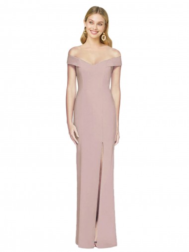 Rose poussiéreux Trompette Épaule Dénudée Crêpe Stretch Longue Robes demoiselle d'honneur / Robes de bal Prix Réduit