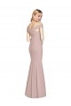 Rose poussiéreux Trompette Épaule Dénudée Crêpe Stretch Longue Robes demoiselle d'honneur / Robes de bal Prix Réduit