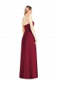 Rose vif Trompette Col V Sans bretelle Mousseline Longue Robes demoiselle d'honneur Prix Réduit