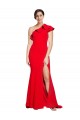 Rouge Fourreau Balayage train Crêpe Stretch Longue Robes demoiselle d'honneur / Robes de bal Prix Réduit