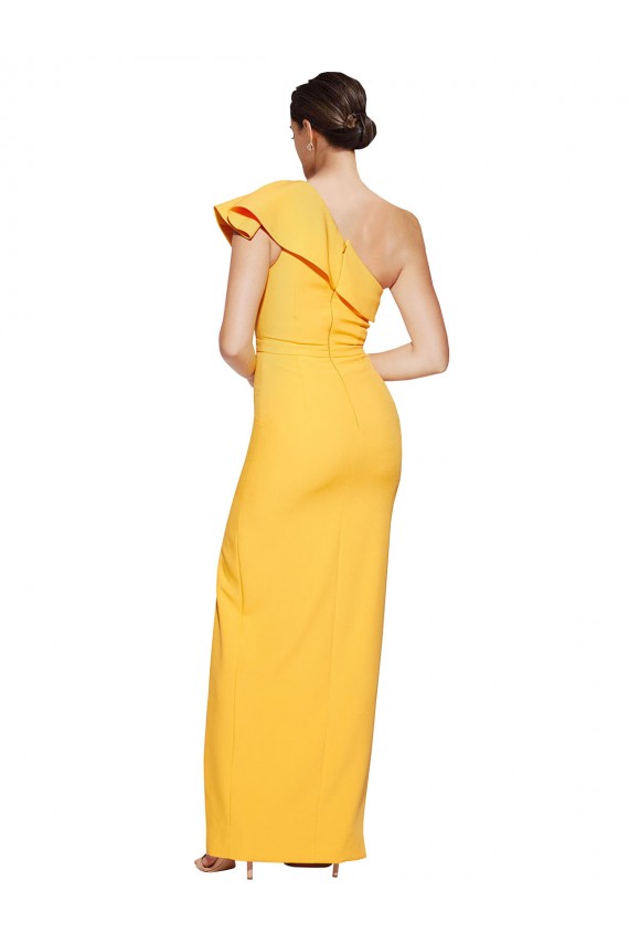 Safran Fourreau Crêpe Stretch Longue Formelles Robes demoiselle d'honneur / Robes de soirée / Robes de bal Prix Réduit