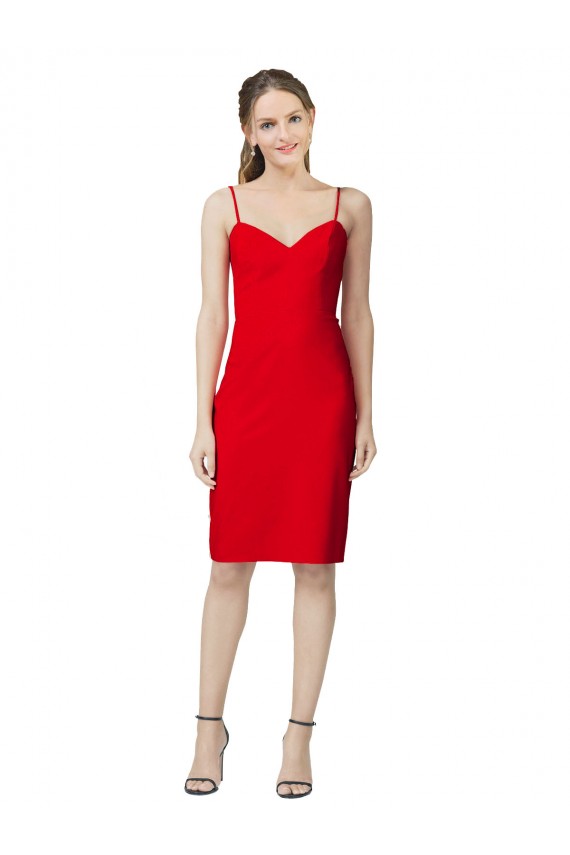 Rouge Fourreau Crêpe Stretch Courte Robes demoiselle d'honneur / Robes de soirée / Robes de cocktail Prix Réduit