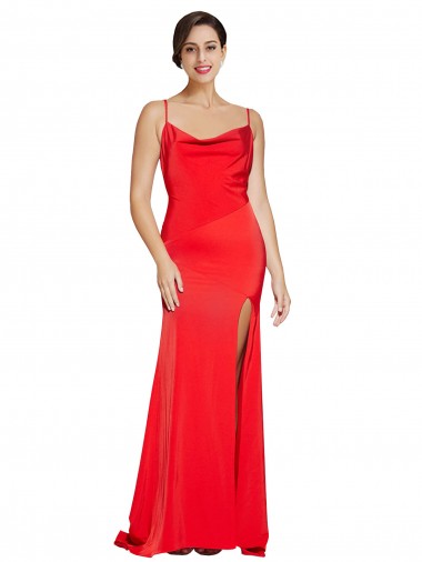 Rouge Fourreau Sans bretelle Satiné Stretch Longue Formelles Robes demoiselle d'honneur / Robes de soirée / Robes de bal Prix Réduit