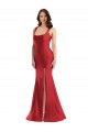 Rouge Sirène Col Carré Satiné Soyeux Longue Formelles Robes demoiselle d'honneur / Robes de soirée / Robes de bal Prix Réduit