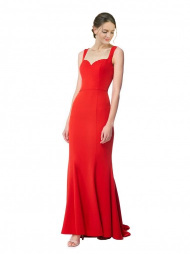 Rouge Sirène Col Haut Crêpe Stretch Longue Formelles Robes demoiselle d'honneur / Robes de soirée / Robes de bal Prix Réduit