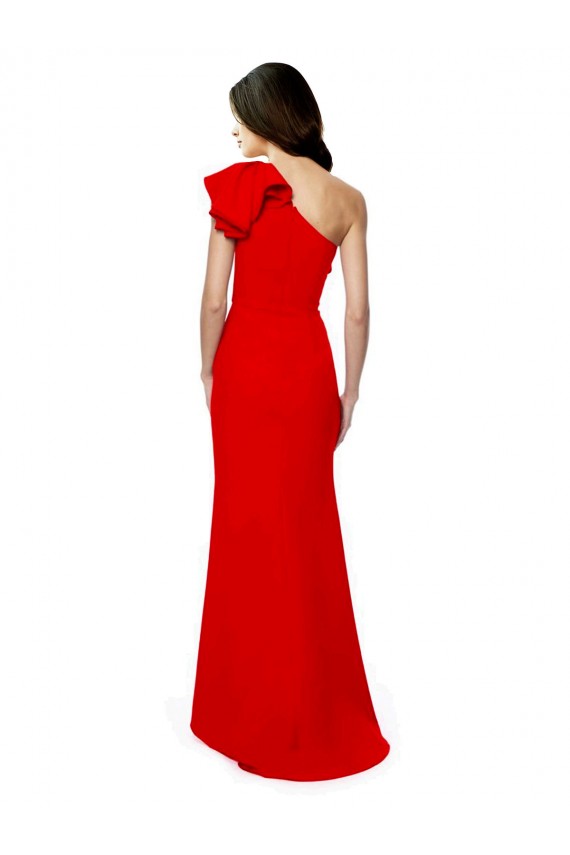 Rouge Sirène Col Haut Crêpe Stretch Longue Formelles Robes demoiselle d'honneur / Robes de soirée / Robes de bal Prix Réduit