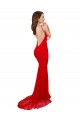 Rouge Sirène Col Haut Dentelle Longue Formelles Robes demoiselle d'honneur / Robes de soirée / Robes de bal Prix Réduit