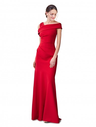 Rouge Sirène Crêpe Stretch Longue Formelles Robes demoiselle d'honneur / Robes de soirée / Robes de bal Prix Réduit