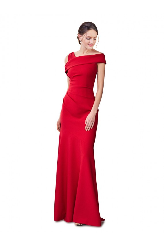 Rouge Sirène Crêpe Stretch Longue Formelles Robes demoiselle d'honneur / Robes de soirée / Robes de bal Prix Réduit