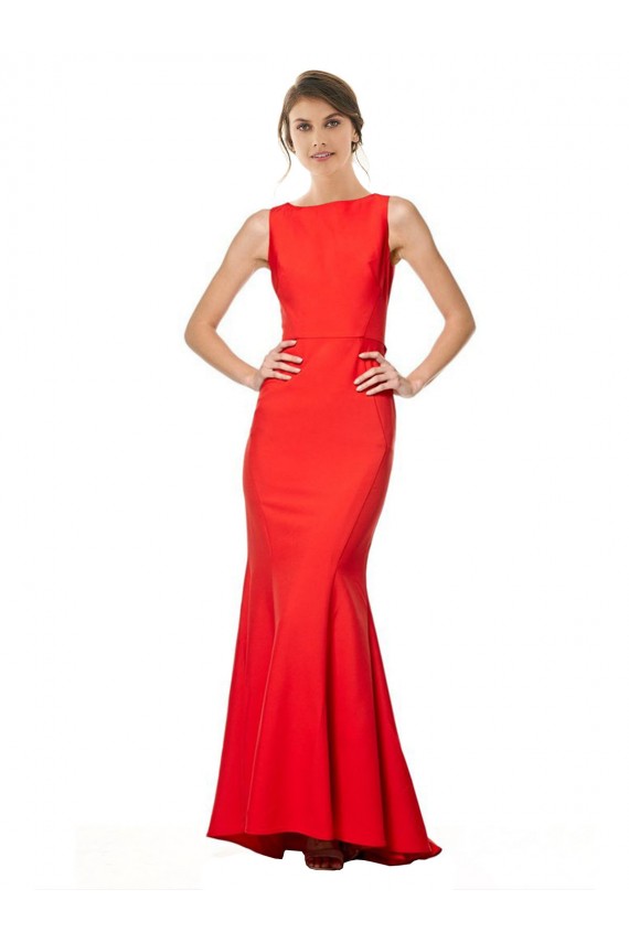Rouge Sirène Licou Col Haut Crêpe Stretch Longue Formelles Robes demoiselle d'honneur / Robes de soirée / Robes de bal Prix Réduit