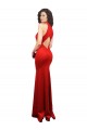 Rouge Sirène Licou Satiné Stretch Longue Formelles Robes demoiselle d'honneur / Robes de soirée / Robes de bal Prix Réduit