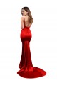 Rouge Sirène Satiné Stretch Longue Formelles Robes demoiselle d'honneur / Robes de soirée / Robes de bal Prix Réduit