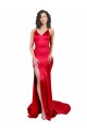 Rouge Sirène Satiné Stretch Longue Formelles Robes demoiselle d'honneur / Robes de soirée / Robes de bal Prix Réduit