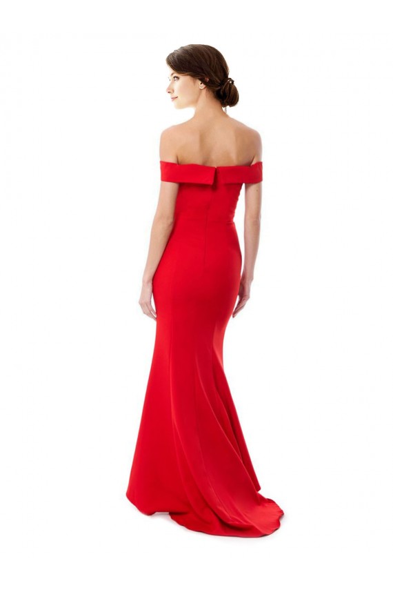 Rouge Sirène Épaule Dénudée Crêpe Stretch Longue Formelles Robes demoiselle d'honneur / Robes de soirée / Robes de bal Prix Réduit