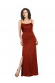 Rouge Trapèze Bretelles spaghetti Col Carré Satiné Soyeux Longue Formelles Robes demoiselle d'honneur / Robes de soirée / Robes de bal Prix Réduit